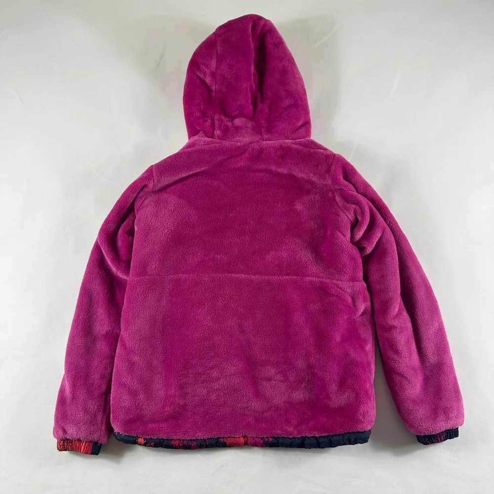Columbia Girls Medium 10/12 Reversible Hooded Jacket Pink Navy Fleece‎ SG7673
